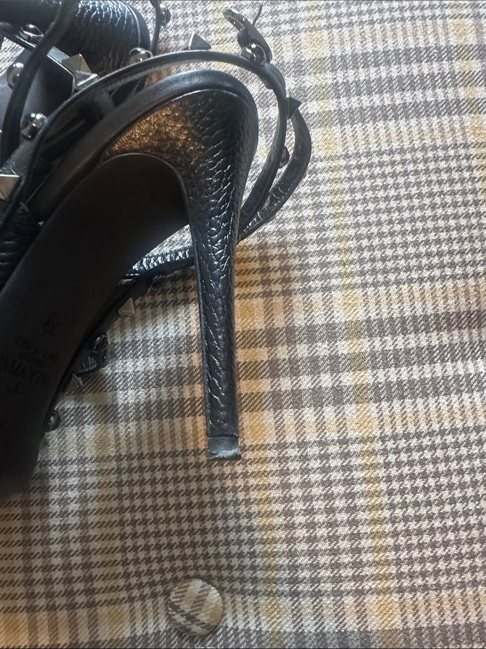 Valentino Black Studded Pointed-Toe Strappy Heels, box included - Picture 5 of 7